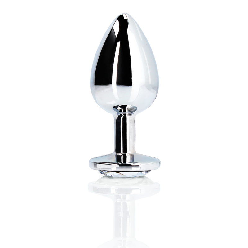 Plug anal en forme de gemme - Grand - Argent/Diamant