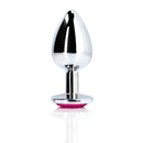 Plug anal en forme de cœur - Petit - Argent/Rubellite rose