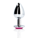 Plug anal en forme de cœur - Moyen - Argent/Rubellite Rose