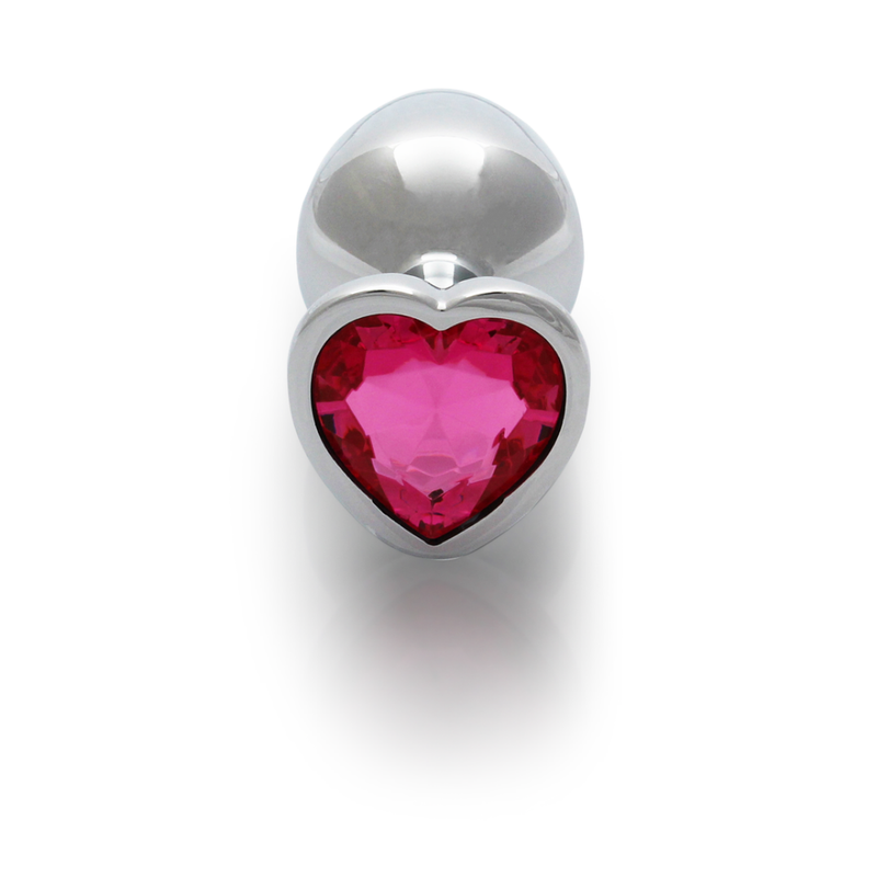 Plug anal en forme de cœur - Moyen - Argent/Rubellite Rose