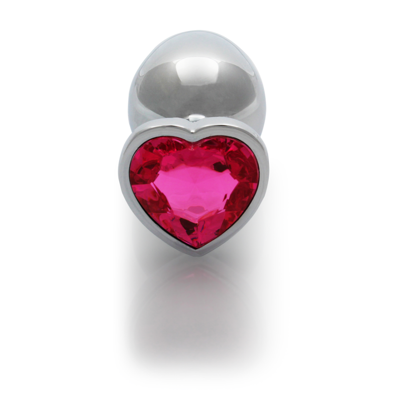 Plug anal en forme de cœur - Grand - Argent/Rouge rubellite