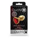 Plug Anal Gemme Cœur - Petit - Or/Rouge Rubis