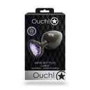Plug anal en forme de cœur - Grand - Gunmetal/Violet Améthyste