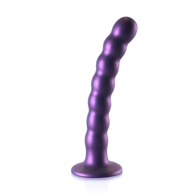 Beaded Silicone G-Spot Dildo - 6.5'' / 16,5 cm - Metallic Purple