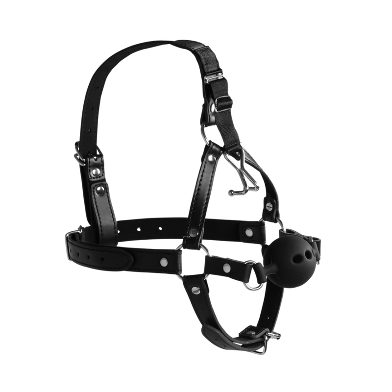 Harnais de tête avec balle respirante et crochets de nez - Noir