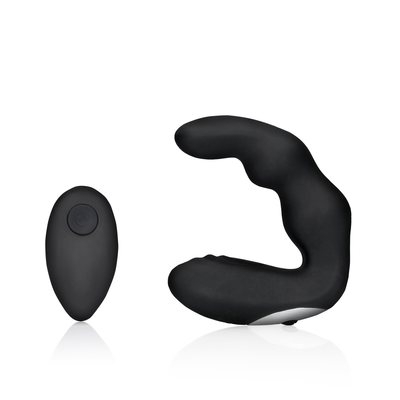 Bent Vibrating Prostate Massager with Remote Control - Black