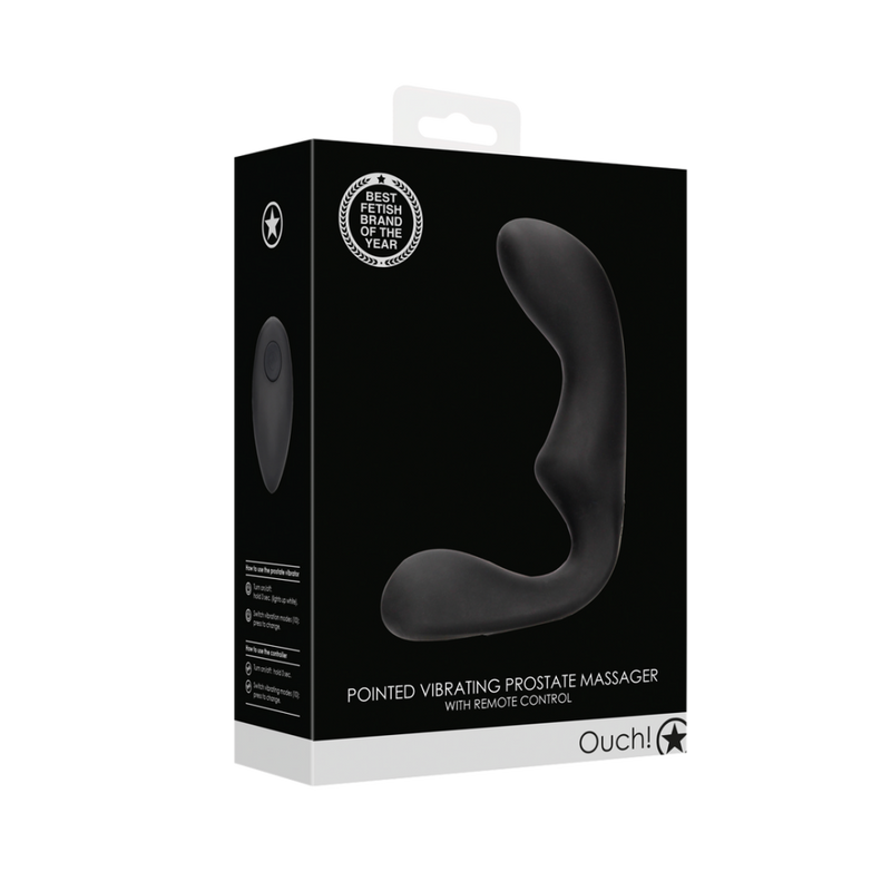 Masseur prostatique vibrant pointu avec télécommande - Noir