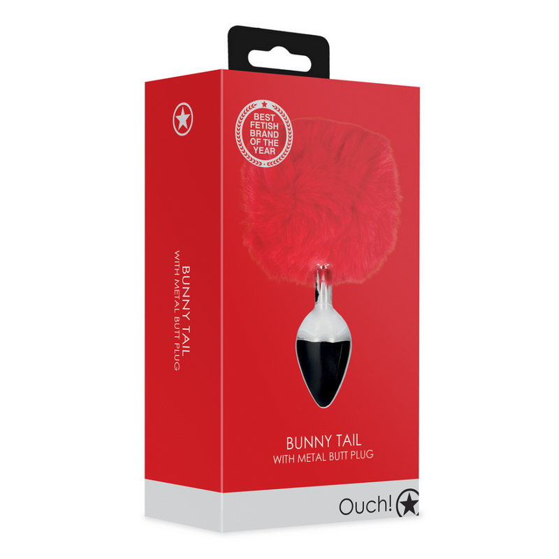 Queue de lapin avec plug anal en mtal - Rouge Queue de lapin avec plug anal en mtal - Rouge