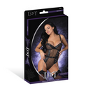 Phoenix - Body en maille diamant et jarretelles avec chaînes, anneaux et clous - S/M - Noir