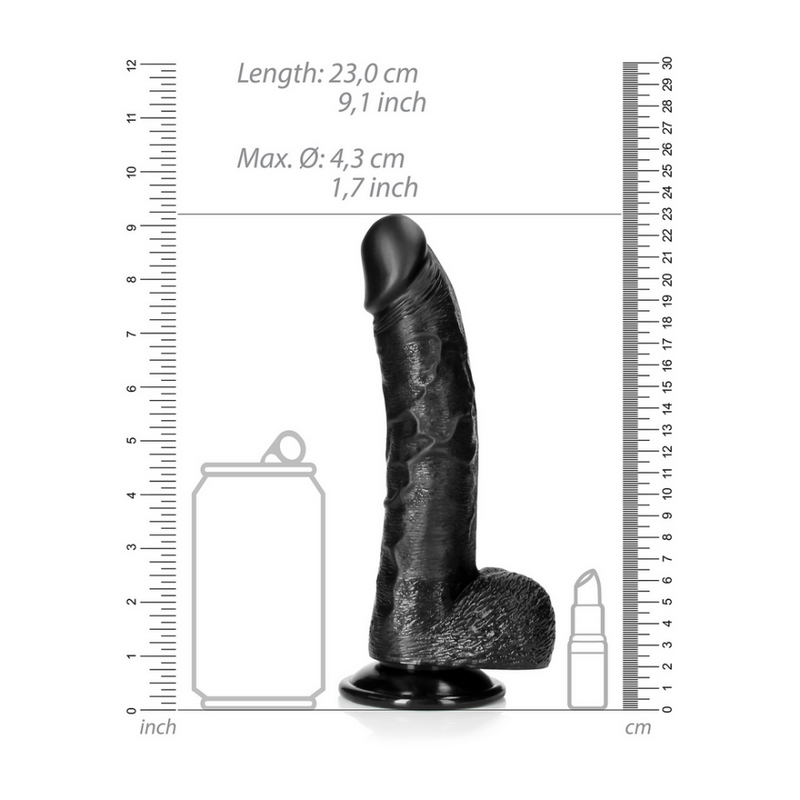 Dildo Réaliste Courbé avec Boules et Ventouse - 8 / 20,5 cm