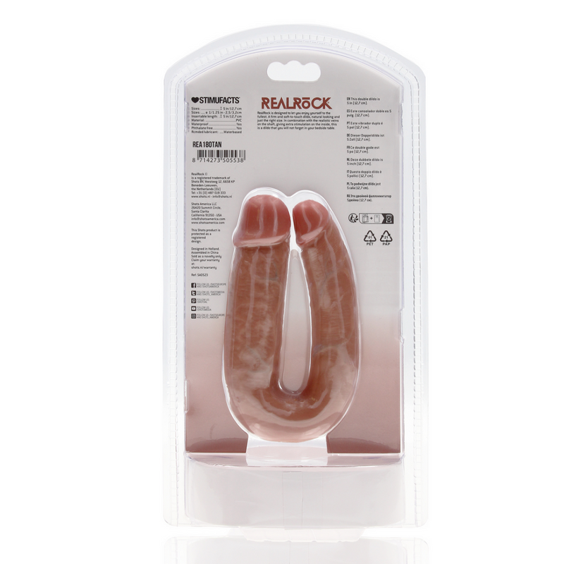 U Shaped Double Dildo 5 / 12,7 cm - Tan