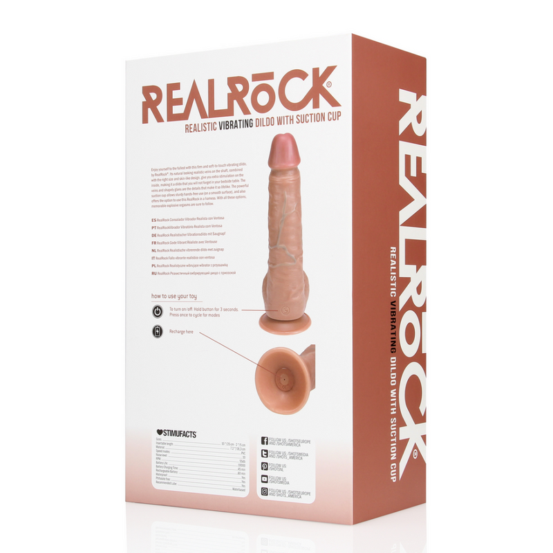 Vibrateur régulier droit avec testicules - 9 / 23 cm - Tan