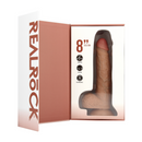 Vibromasseur et Cock Rotatif Droit avec Boules - 8 / 20,5 cm - Tan