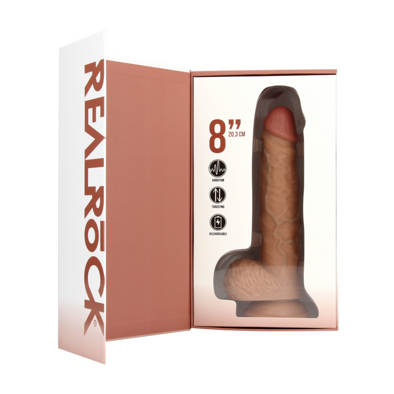 Vibromasseur et Pénis Droit avec Boules - 8 / 20,5 cm - Tan