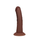 Dildo réaliste courbé en silicone à double densité avec ventouse - 6 / 15,5 cm - Marron