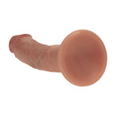 Dildo réaliste courbé en silicone à double densité avec ventouse - 6 / 15,5 cm - Tan