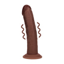 Dildo vibrant réaliste courbé en silicone à double densité avec ventouse - 8 / 20,3 cm - Marron