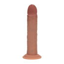 Dildo vibrant réaliste courbé en silicone à double densité avec ventouse - 8 / 20,3 cm - Beige