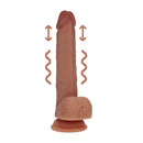 Dildo vibrant réaliste à thrusting en silicone à double densité avec boules - 7 / 17,8 cm - Tan