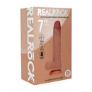 Dildo vibrant réaliste à thrusting en silicone à double densité avec boules - 7 / 17,8 cm - Tan
