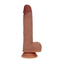 Dildo vibrant réaliste à thrusting en silicone à double densité avec boules - 7 / 17,8 cm - Tan