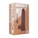 Dildo vibrant réaliste en silicone à double densité avec boules - 8 / 20,3 cm - Marron