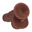 Dildo vibrant réaliste en silicone à double densité avec boules - 8 / 20,3 cm - Marron
