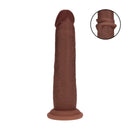 Dildo en silicone réaliste à double densité avec peau glissante - 7 / 18,5 cm - Marron