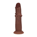 Dildo en silicone réaliste à double densité avec peau glissante - 7 / 18,5 cm - Marron