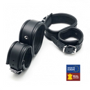 Menottes de cheville et de main en cuir - Noir