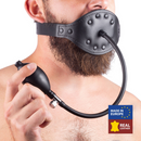 Gag en cuir avec boule gonflable - Noir