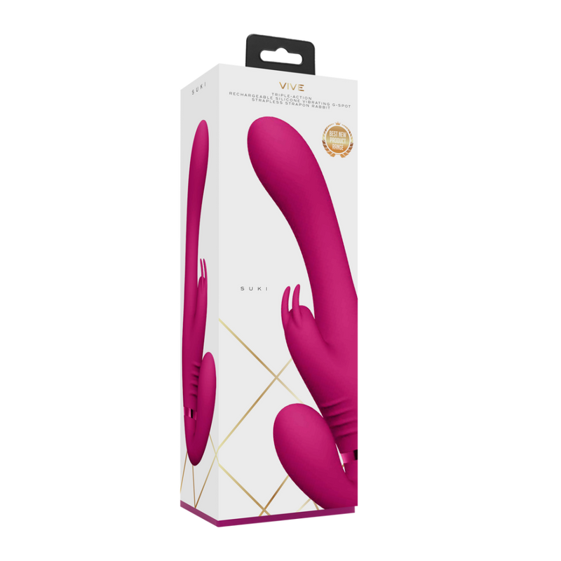 Suki - Vibrating Strapless Strap-on Rabbit - Pink