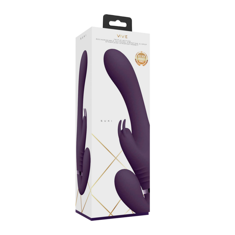 Suki - Vibrating Strapless Strap-on Rabbit - Purple