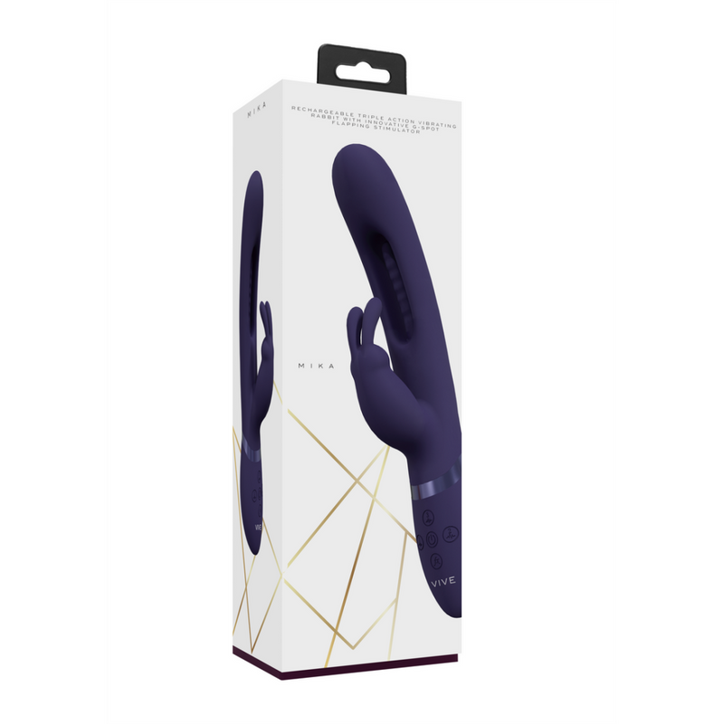 Mika - Triple Moteur - Rabbit Vibrant avec Stimulateur Innovant de Point G à Battement - Violet