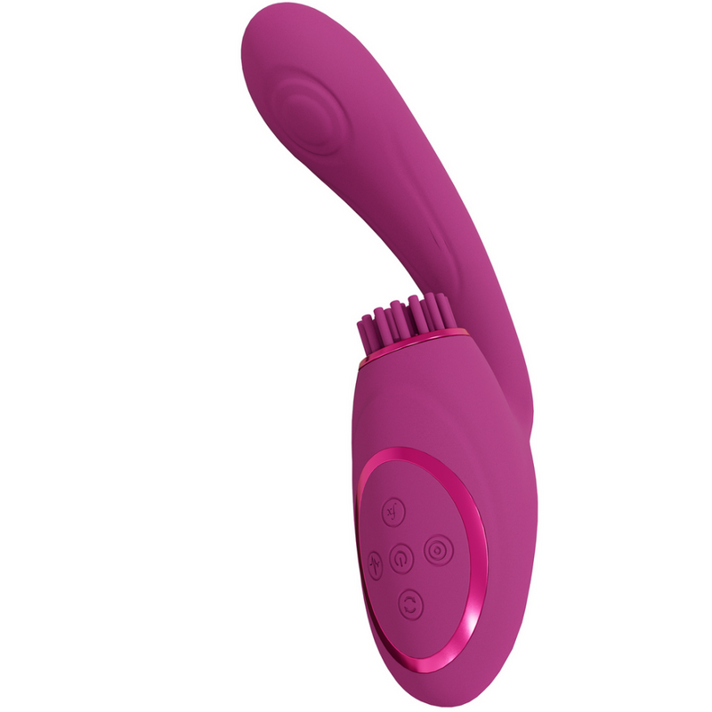 Gen - Vibreur G-Spot à triple moteur avec onde pulsée et poils vibrants - Rose