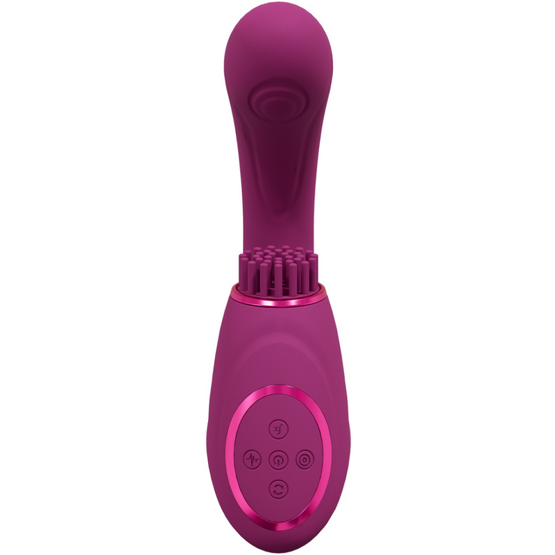 Gen - Vibreur G-Spot à triple moteur avec onde pulsée et poils vibrants - Rose