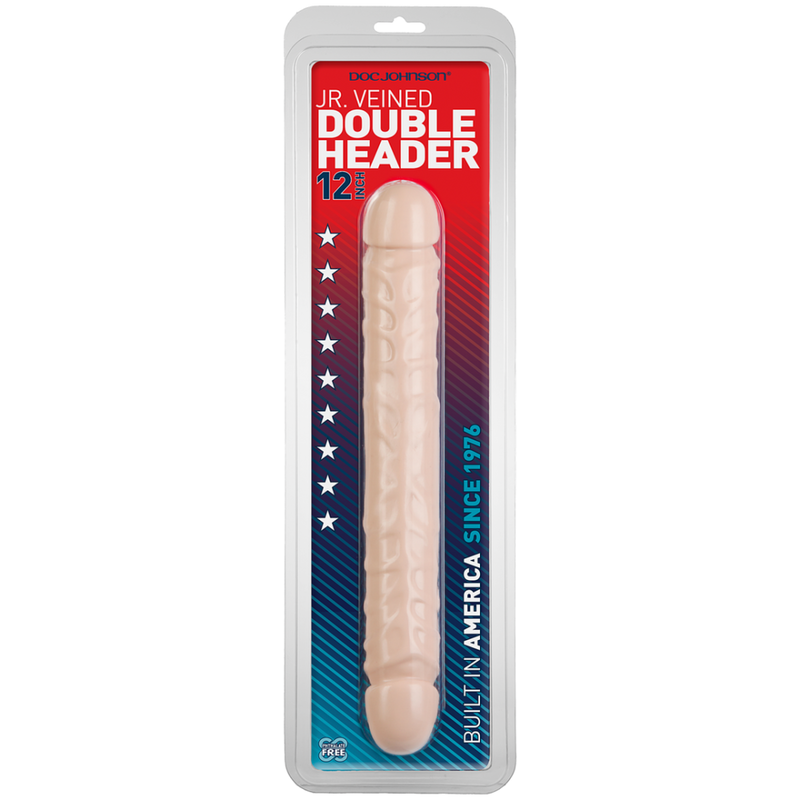 Jr. Veined Double Header - Dildo with Double Ends - 12 / 30 cm