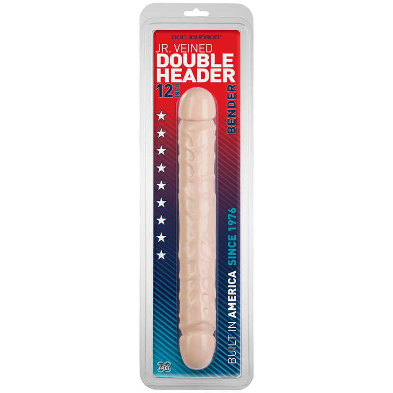 Jr. Veined Double Header - Dildo with Double Ends - 12 / 30 cm