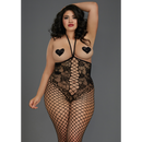 Open-Cup Bodystocking - Taille Plus - Noir