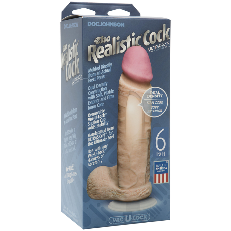 Realistic Cock with Balls - Removable Vac-U-Lock Suction Cup - ULTRASKYN - 6 / 16 cm - Vanilla