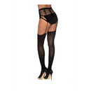 Caged Seamless Garter Belt Pantyhose - One Size