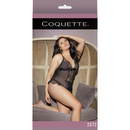 Transparent Crossless Lace Teddy - Plus Size
