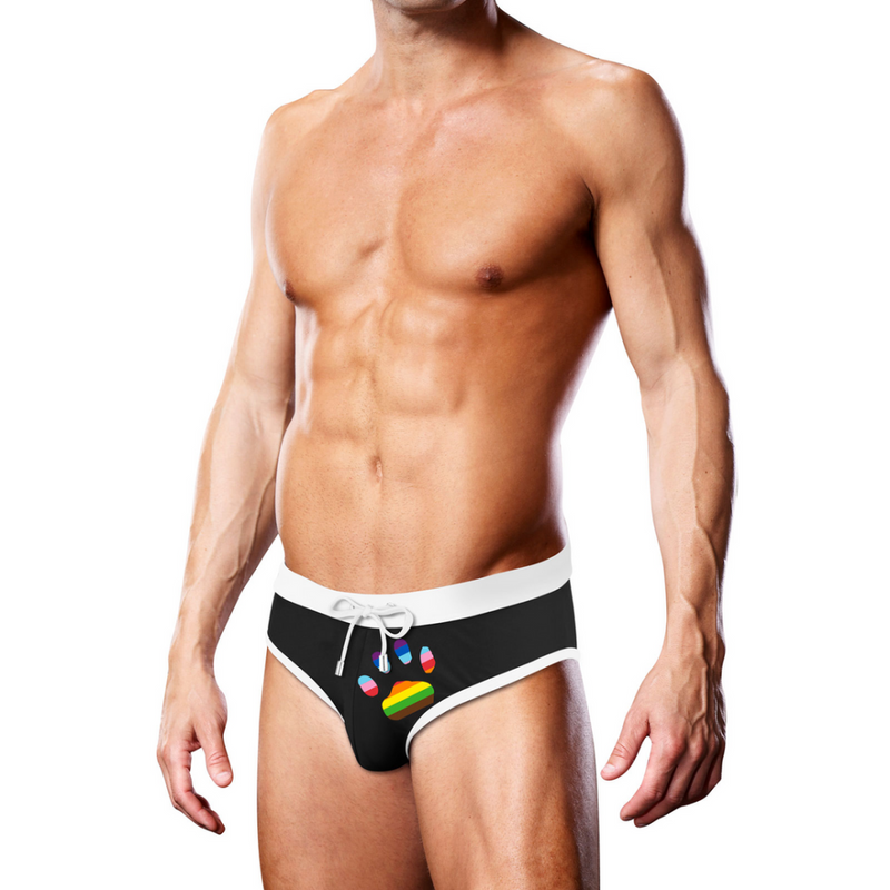 Swim Brief - Black Oversized Paw - M