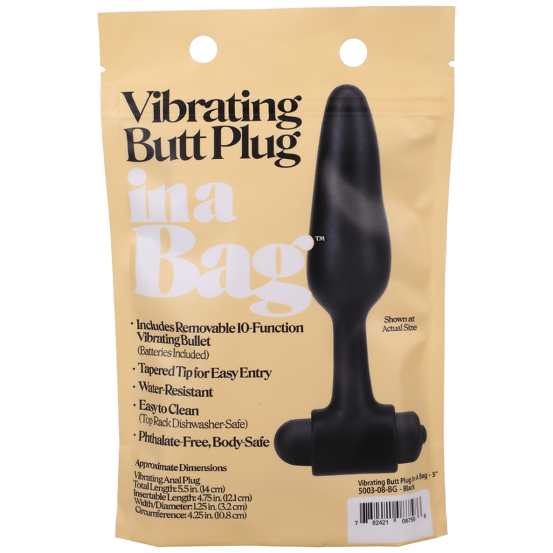 Vibrating Butt Plug - 5 / 12 cm - Black