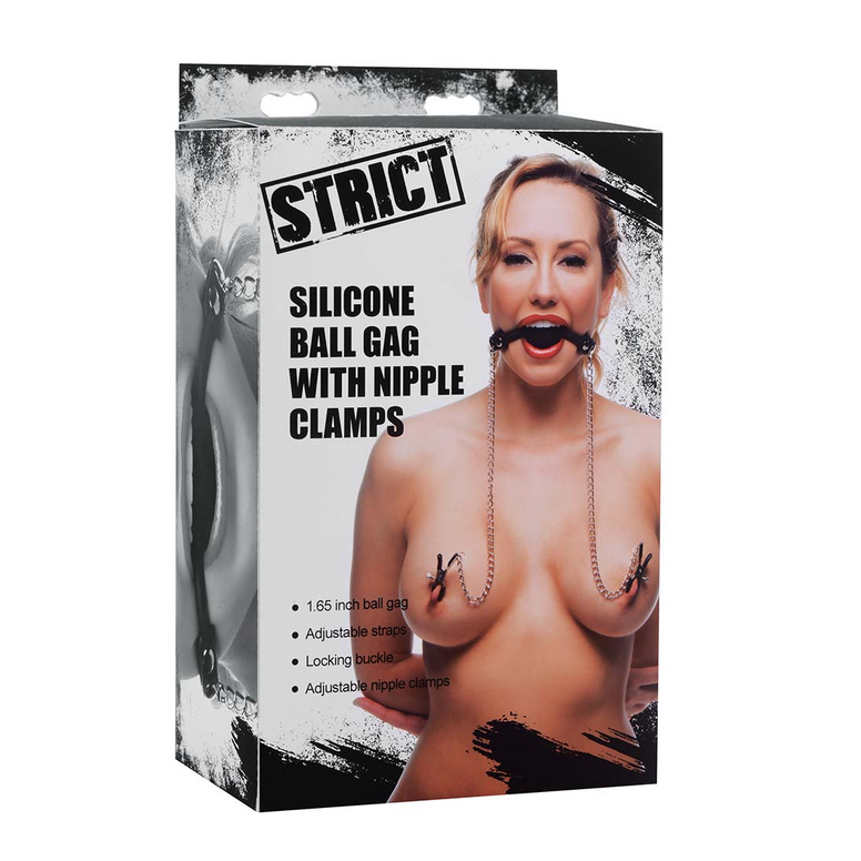 Silicone Ball Gag with Nipple Clamps