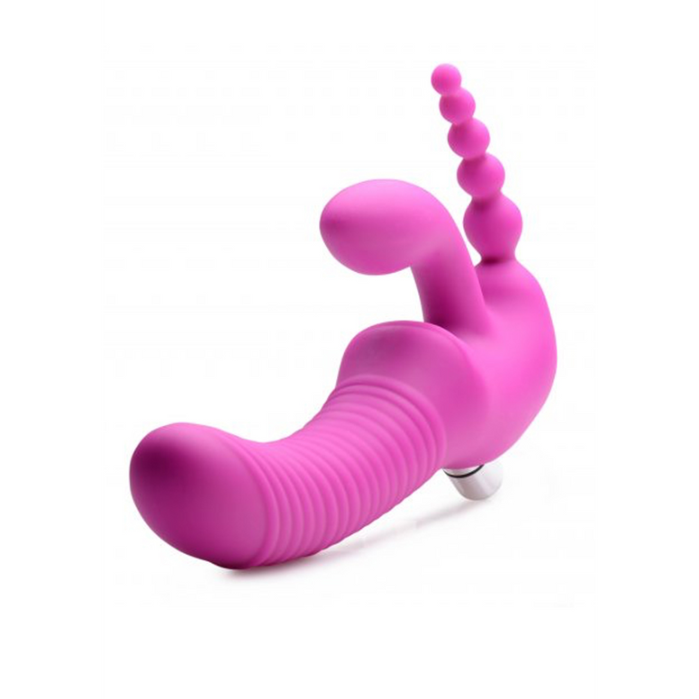 Regal Rider - Triple Vibrating Silicone Strapless Strap-On