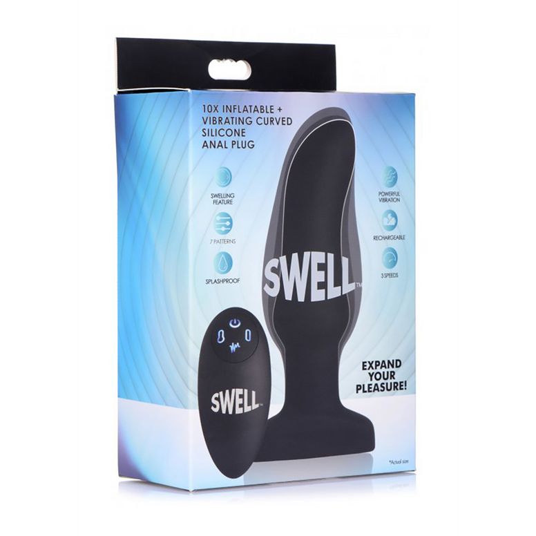 Inflatable Curved Vibrating Silicone Butt Plug