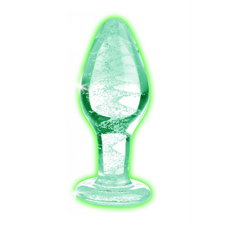 Glow-In-The-Dark - Glass Butt Plug - Medium