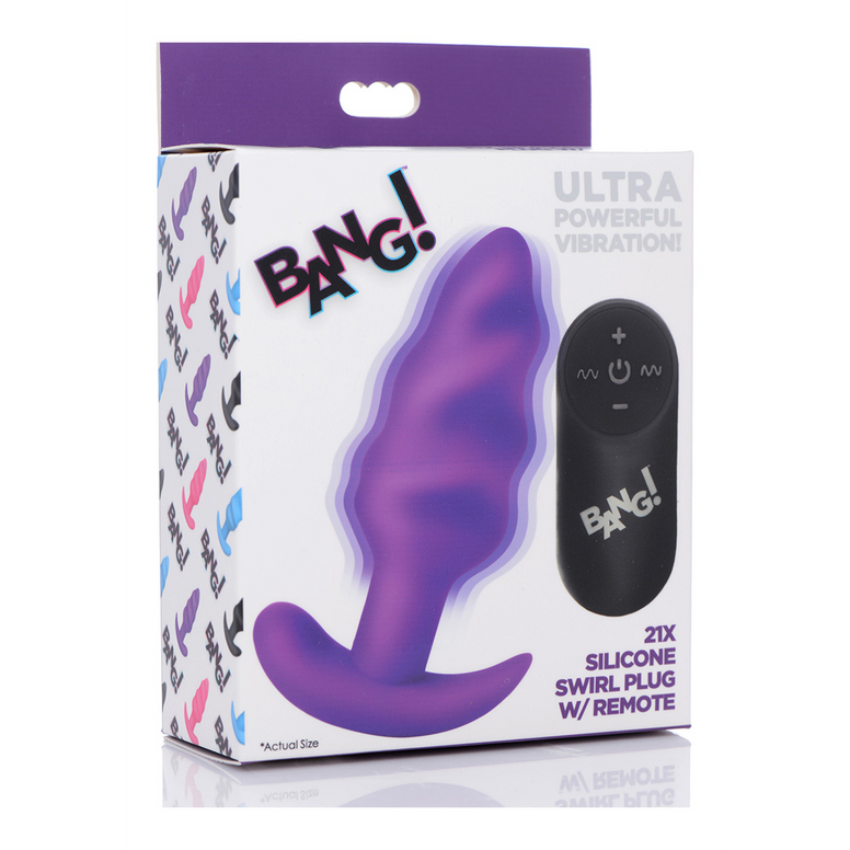 Vibrating Silicone Swirl Butt Plug with Remote Control