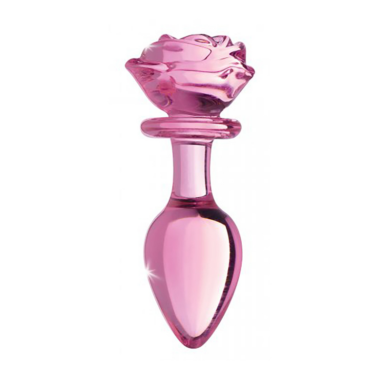 Pink Rose - Glass Butt Plug - Large